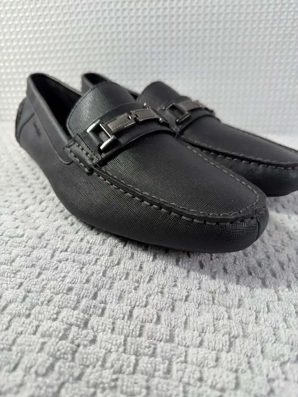 Calvin Klein Magnus Men's Slip-On Loafer in Black Weave Emboss